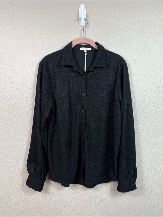 Z Supply Tops - Z Supply NWT Lyrical Crinkle Knit Button Front Long Sleeve black Blouse Small